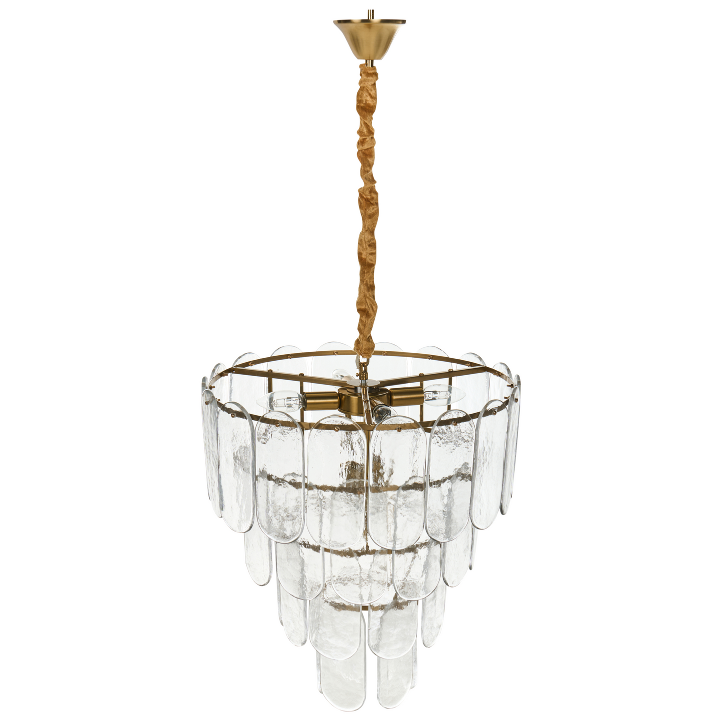Lighting Velvet Cord Brass Glass 48cm Pendant Lamp