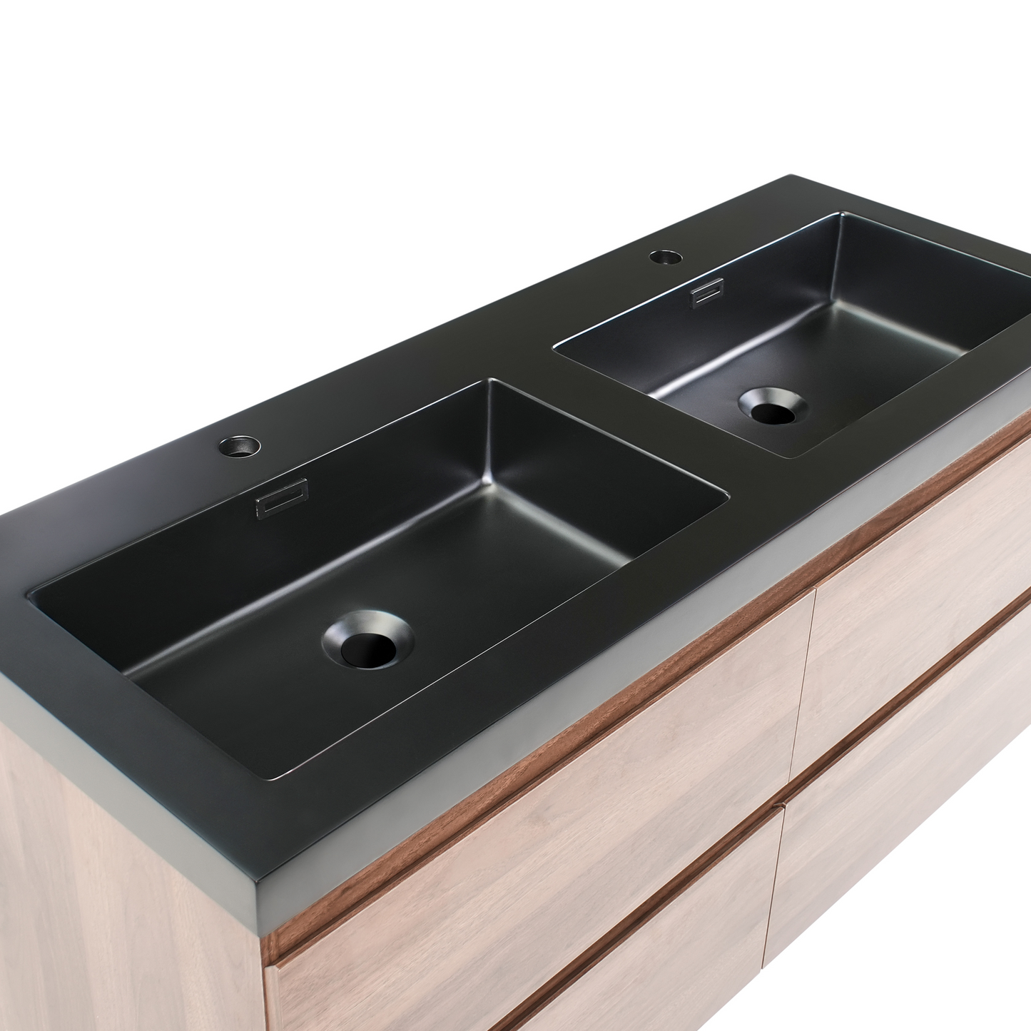 Elegance Bath Wall Mounted Vanity Unit With Double Black Resin Sink
