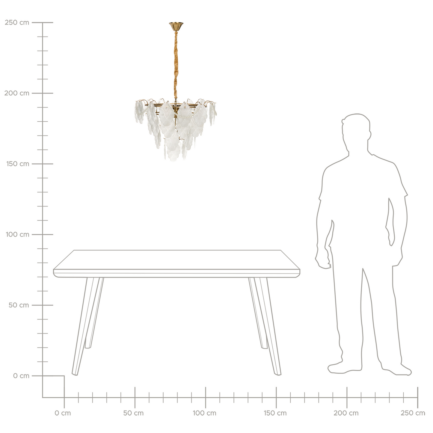 Brass Glass Chandelier 46cm Pendant Lamp Art Deco Glamour Style Embossed Leaves