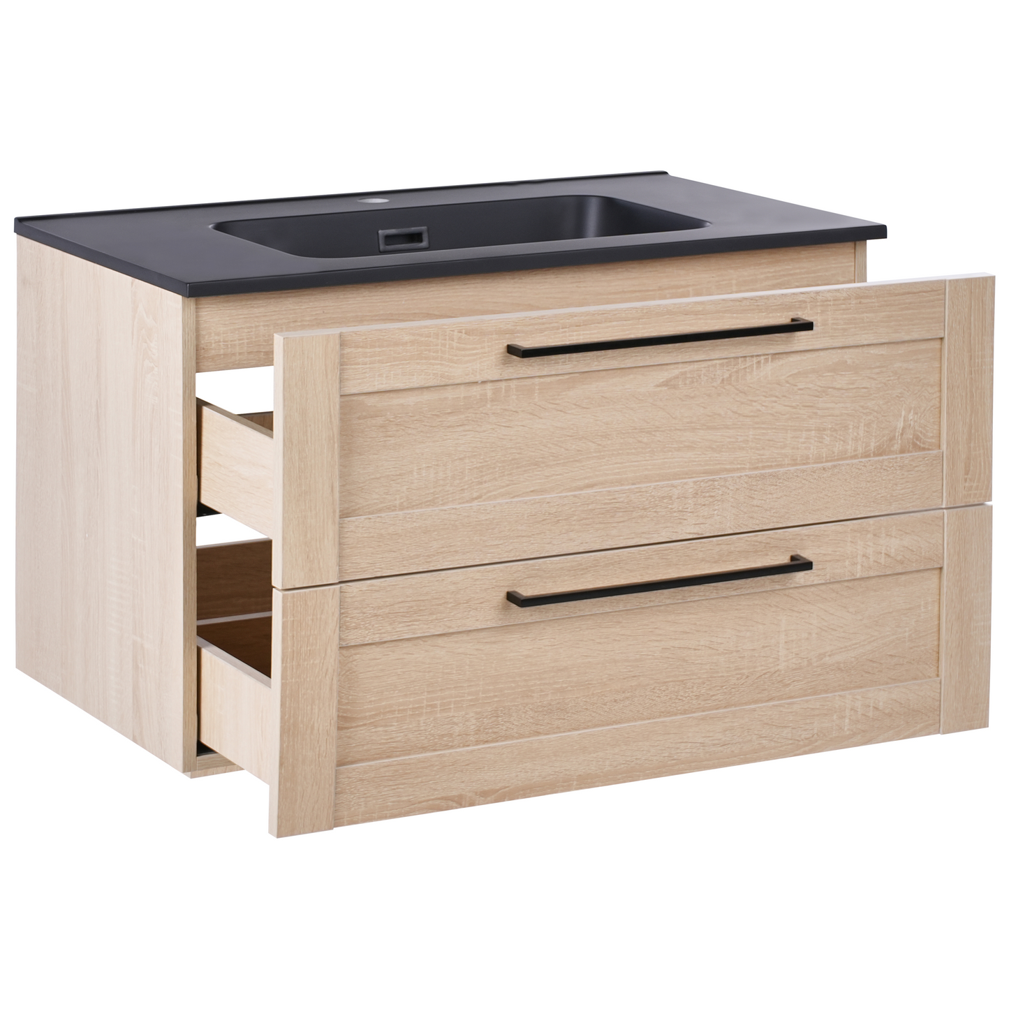Vanity Unit With Basin In Light Brown Engineered Wood 80 x 47cm Modern Design Cabinet