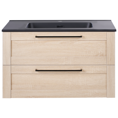 Vanity Unit With Basin In Light Brown Engineered Wood 80 x 47cm Modern Design Cabinet