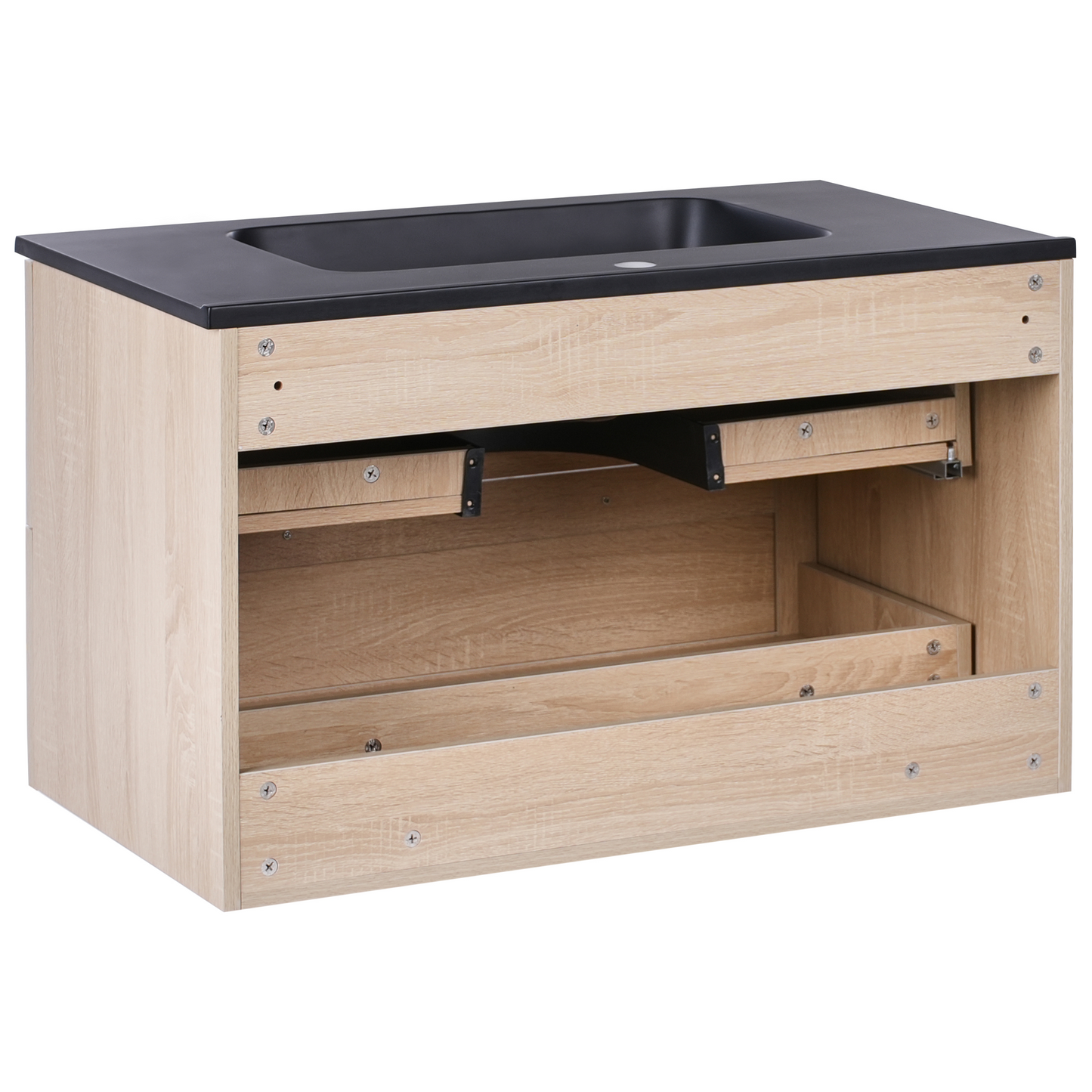 Vanity Unit With Basin In Light Brown Engineered Wood 80 x 47cm Modern Design Cabinet