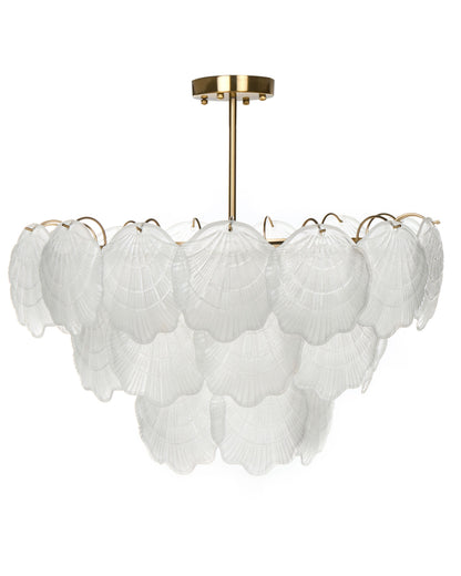 Brass Lighting Chandelier 60cm Pendant With Glass Shells For Dining Room Ambience
