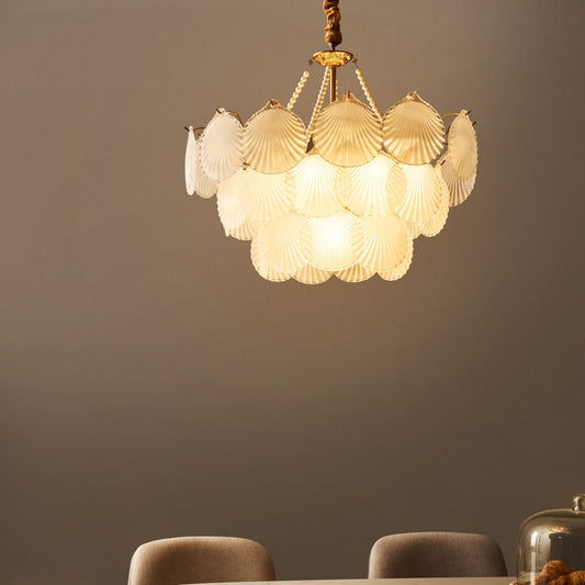 Lighting Chandelier 56cm Brass Metal Glass Pendant Lamp With Warm Ambient Glow
