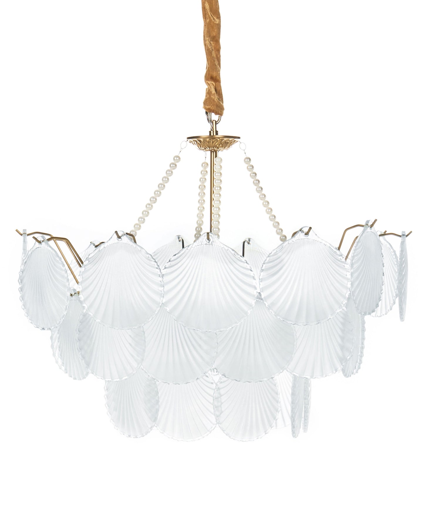 Lighting Chandelier 56cm Brass Metal Glass Pendant Lamp With Warm Ambient Glow