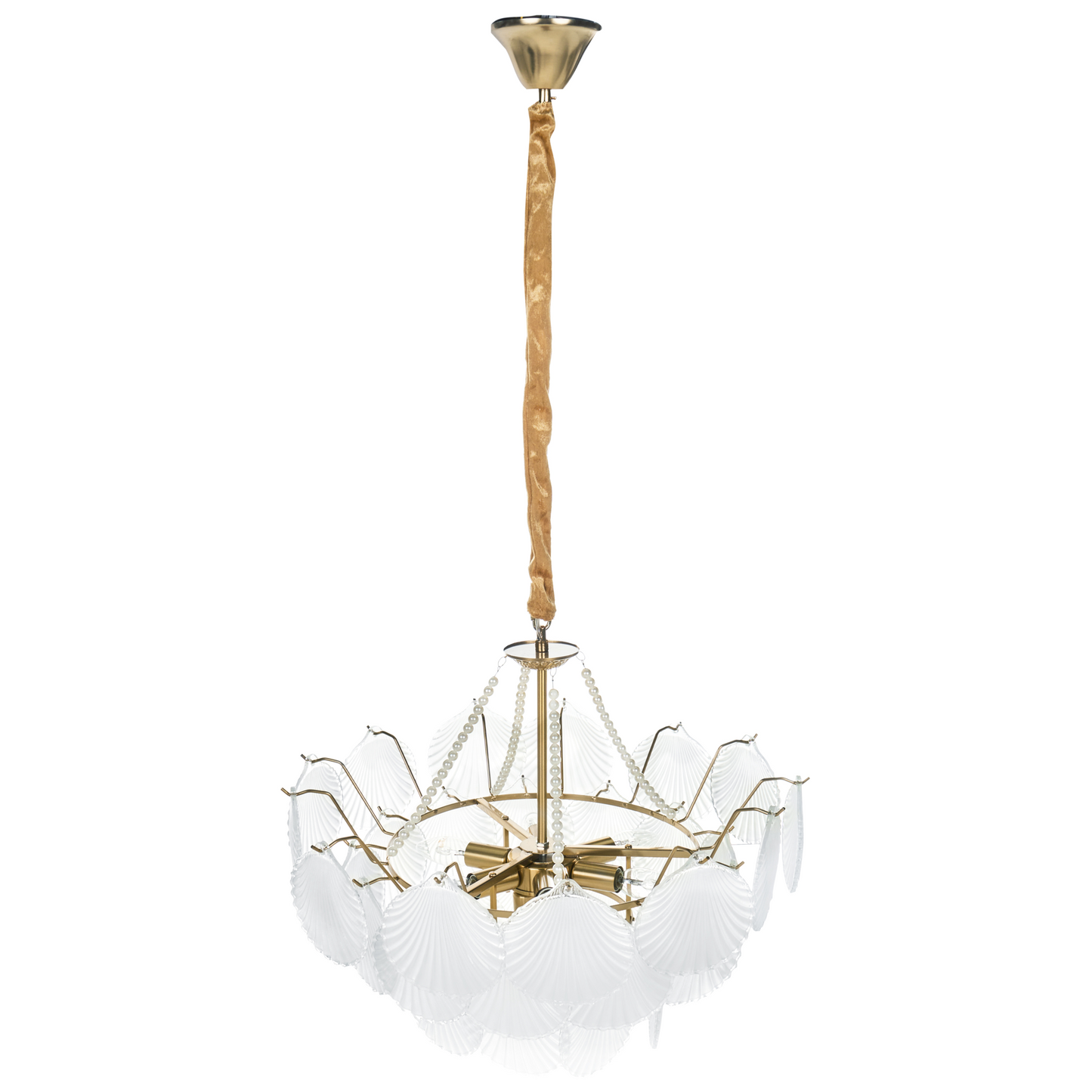 Lighting Chandelier 56cm Brass Metal Glass Pendant Lamp With Warm Ambient Glow
