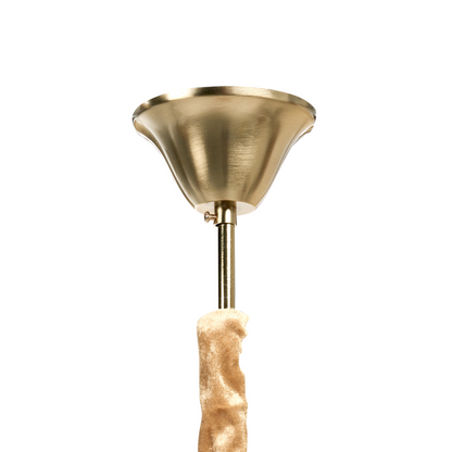 Brass Glass Chandelier Pendant Lamp 60cm With Frosted Leaves And Pearl Beaded Chains Glamour Style
