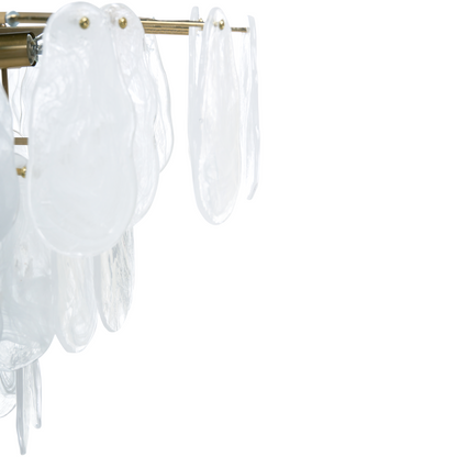 Chandelier Pendant Lamp 80cm With Artistic Glass Plates And Fluid Contours