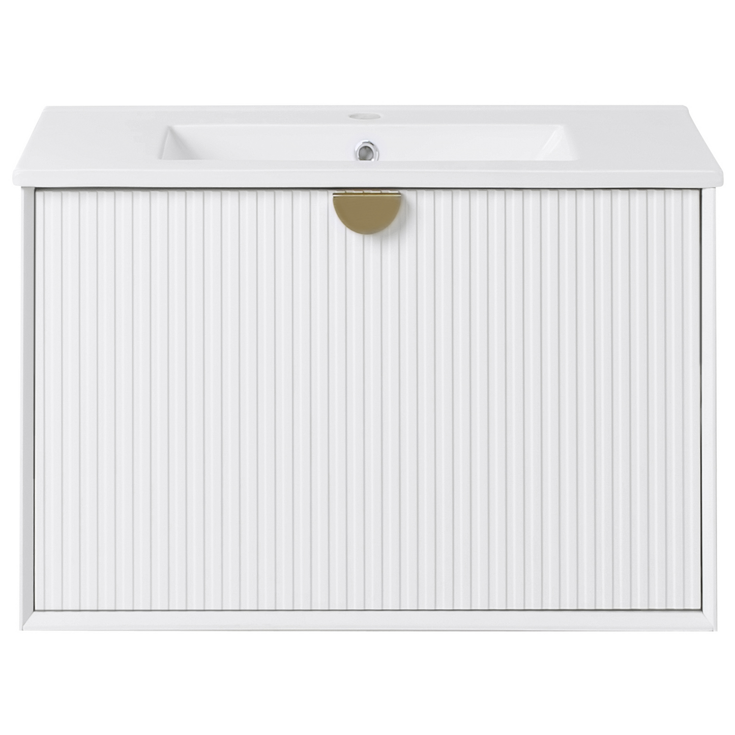 Wall Mounted Vanity Unit With Integrated Ceramic Basin White Engineered Wood 60 x 43cm Modern Design