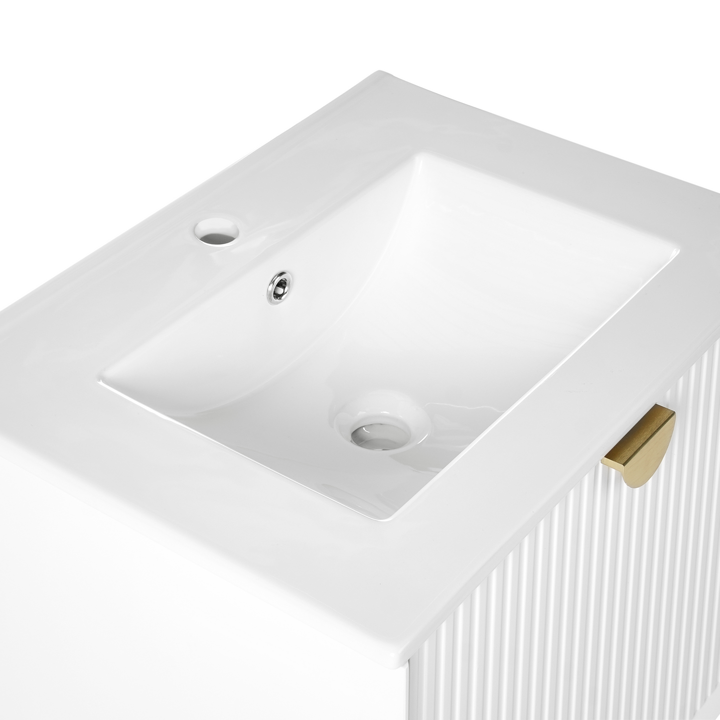 Wall Mounted Vanity Unit With Integrated Ceramic Basin White Engineered Wood 60 x 43cm Modern Design