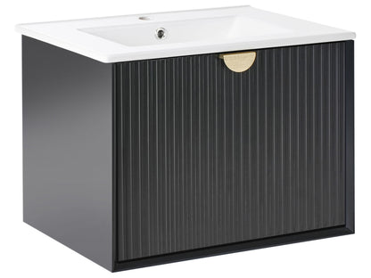 Vanity Unit With Basin Black Engineered Wood 60 x 43cm Modern