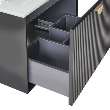 Vanity Unit With Basin Black Engineered Wood 60 x 43cm Modern