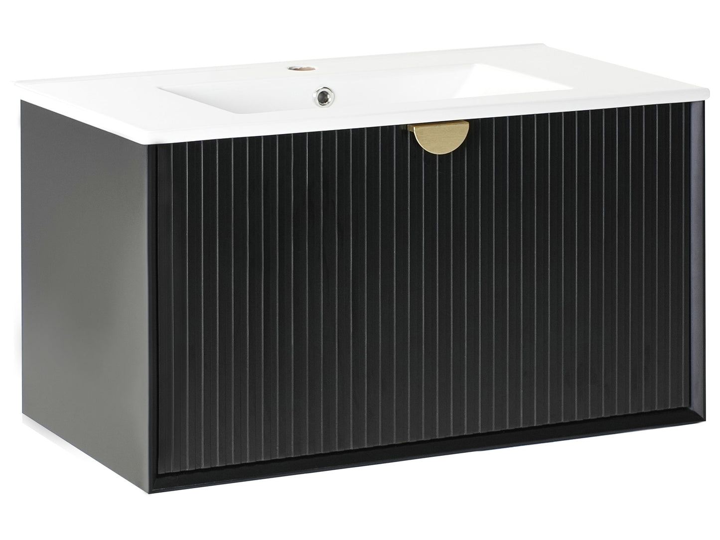 Wall Mounted Vanity With Basin Black Engineered Wood 80 x 43cm