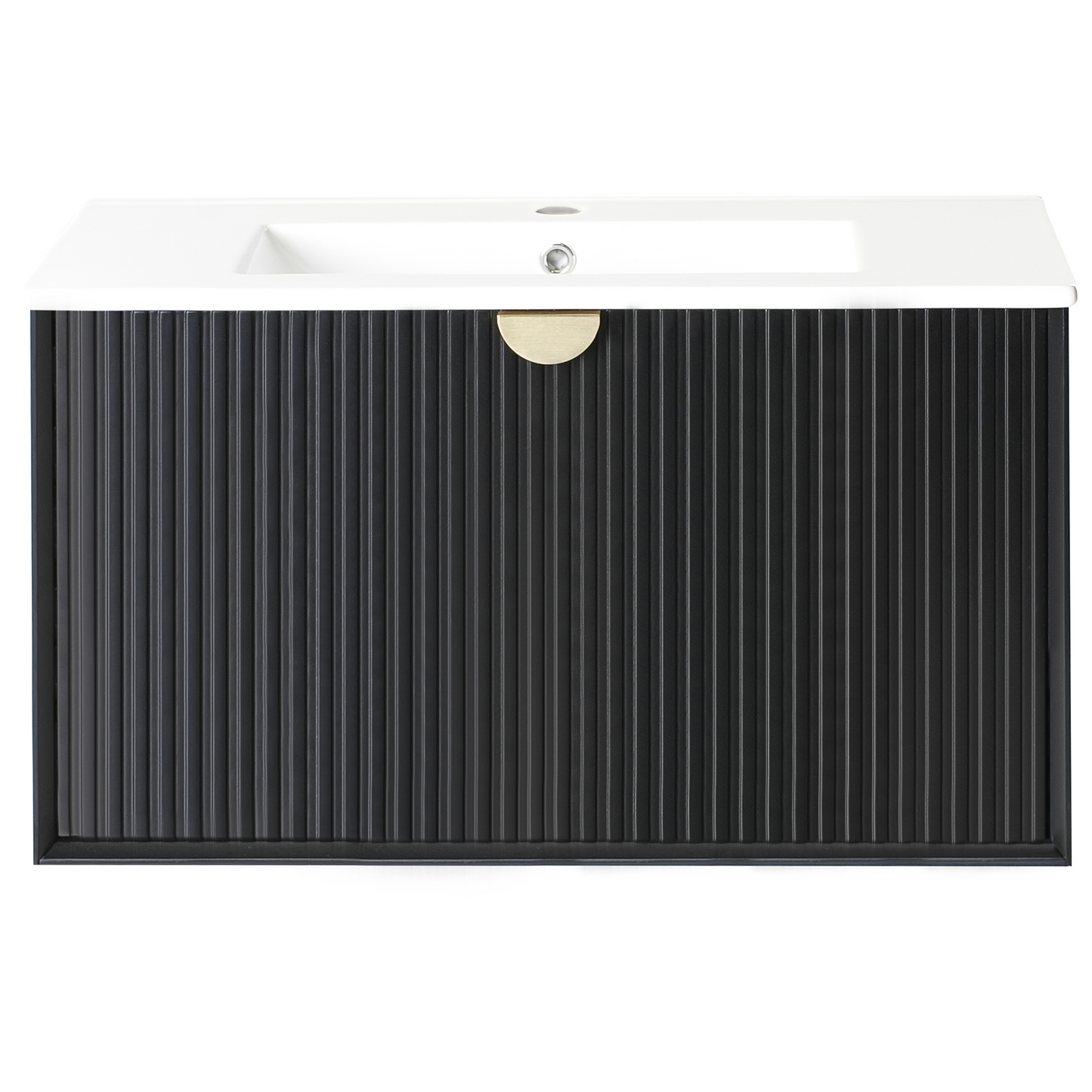 Wall Mounted Vanity With Basin Black Engineered Wood 80 x 43cm