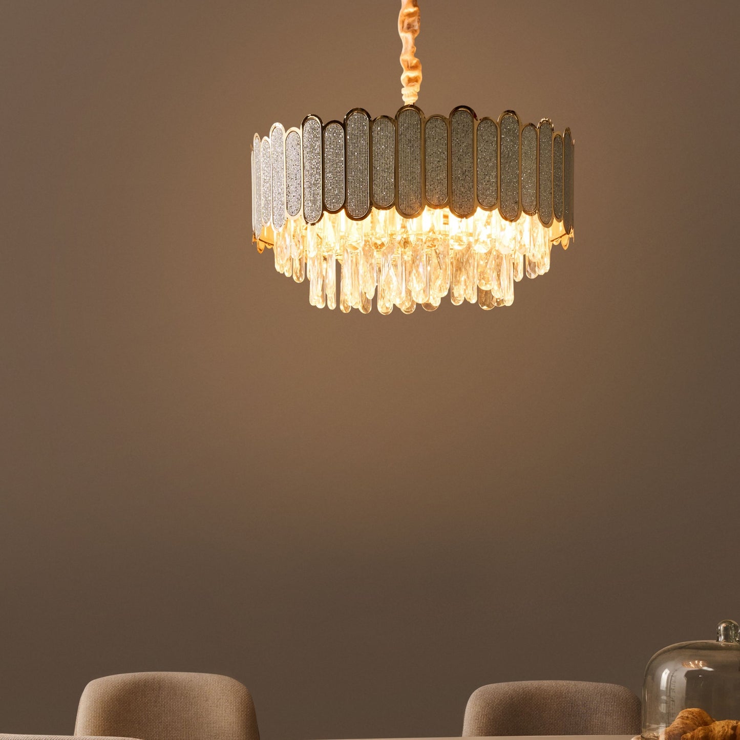 Brass Crystal Chandelier 46cm Pendant Lamp