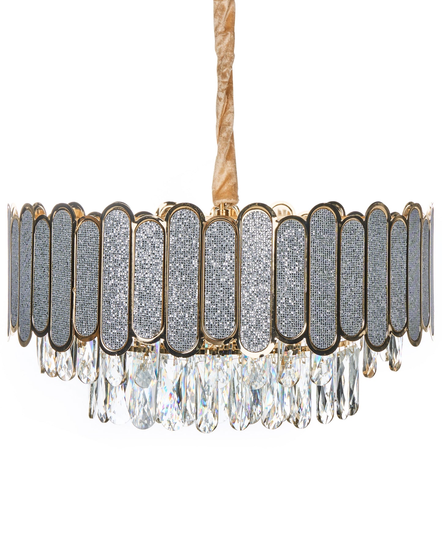 Brass Crystal Chandelier 46cm Pendant Lamp
