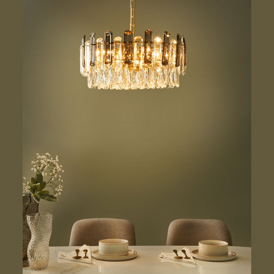 Brass Chandelier 48cm Glass Crystals Pendant Lamp