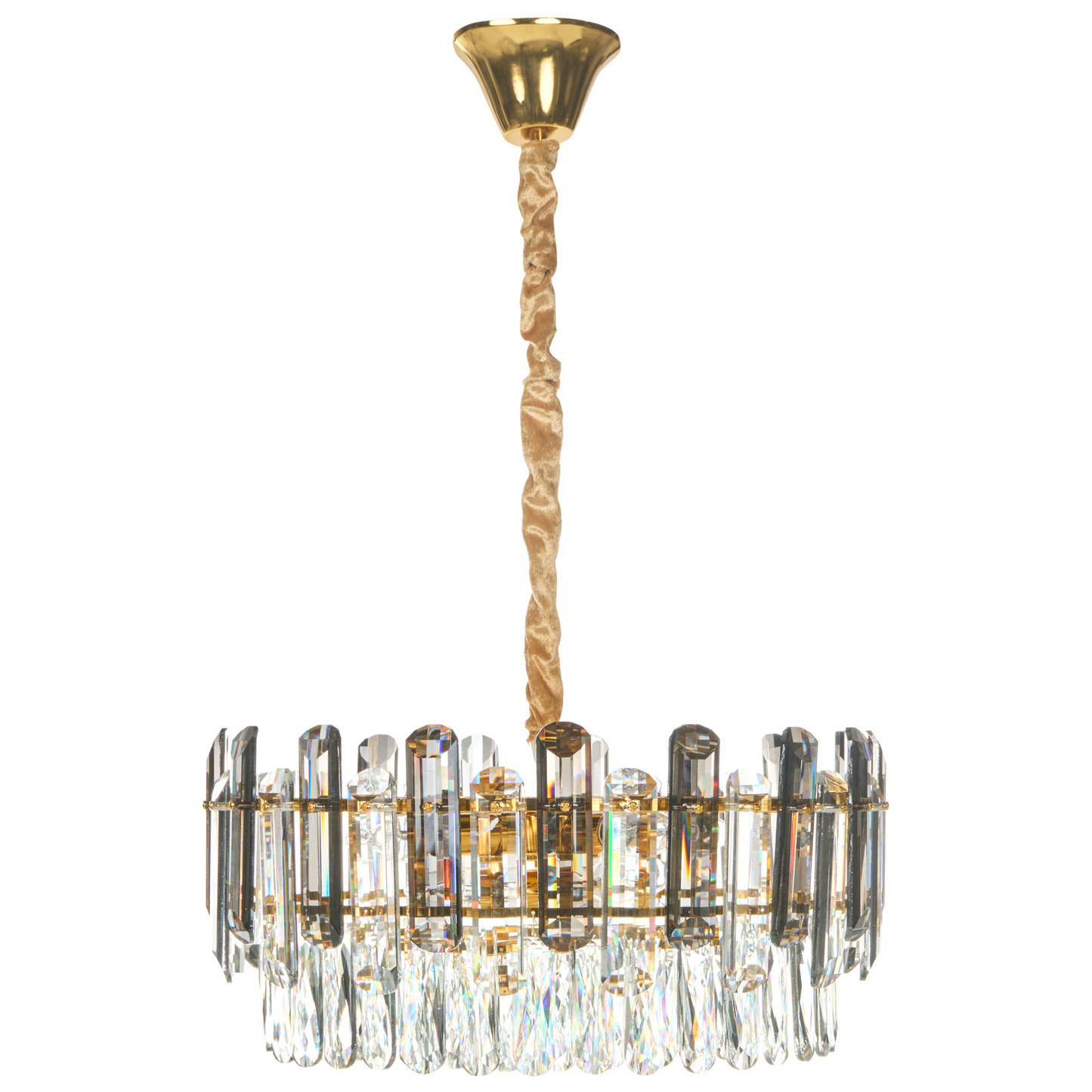 Brass Chandelier 48cm Glass Crystals Pendant Lamp
