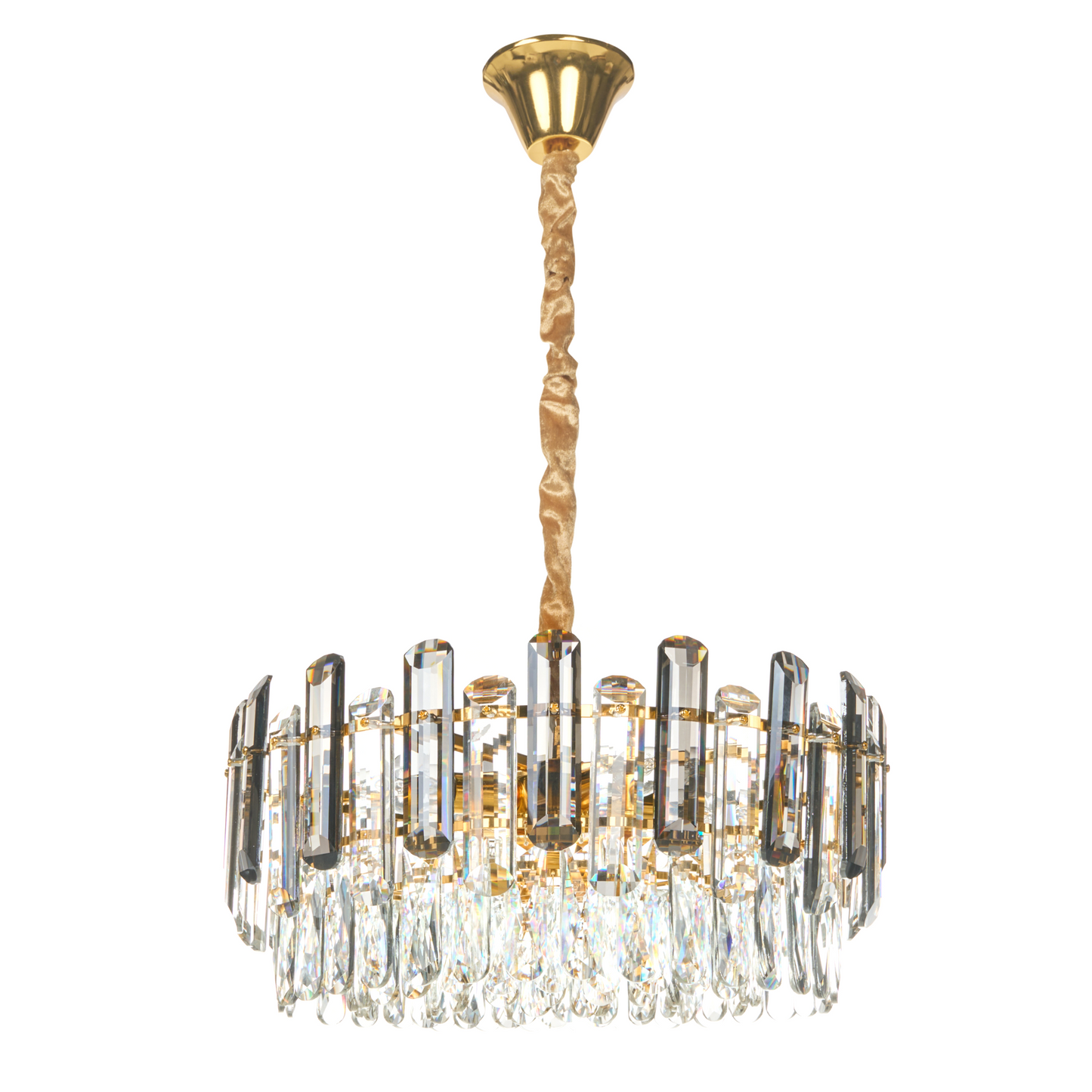 Brass Chandelier 48cm Glass Crystals Pendant Lamp