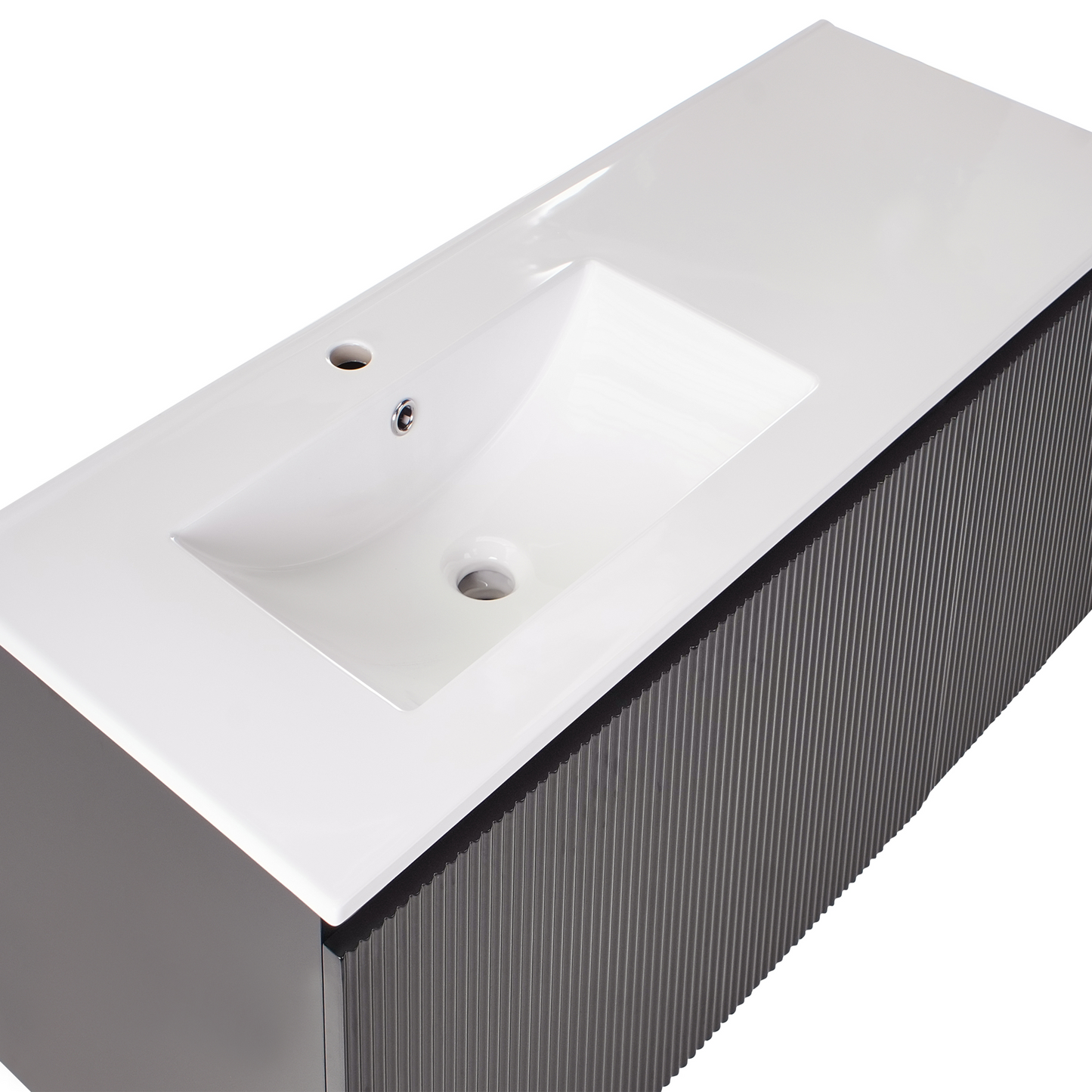 Black Engineered Wood Wall Mounted Vanity Unit With Basin 100cm