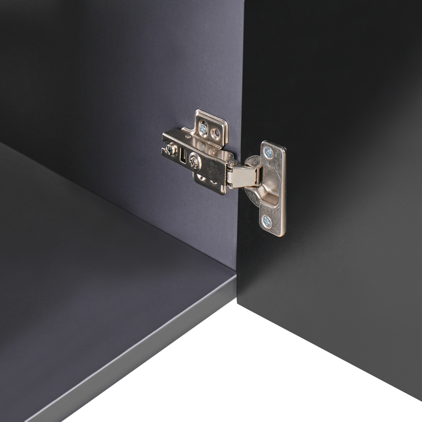 Black Engineered Wood Wall Mounted Vanity Unit With Basin 100cm