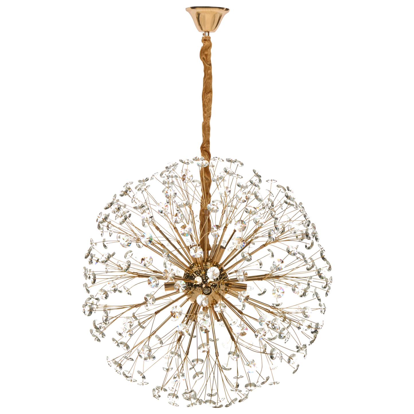 Chandelier Brass Metal And Glass Crystals 60cm Pendant Lamp Glamour Style