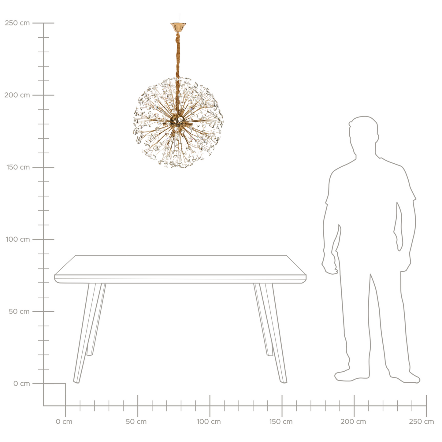 Chandelier Brass Metal And Glass Crystals 60cm Pendant Lamp Glamour Style