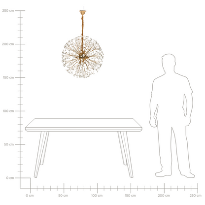 Chandelier Brass Metal And Glass Crystals 60cm Pendant Lamp Glamour Style