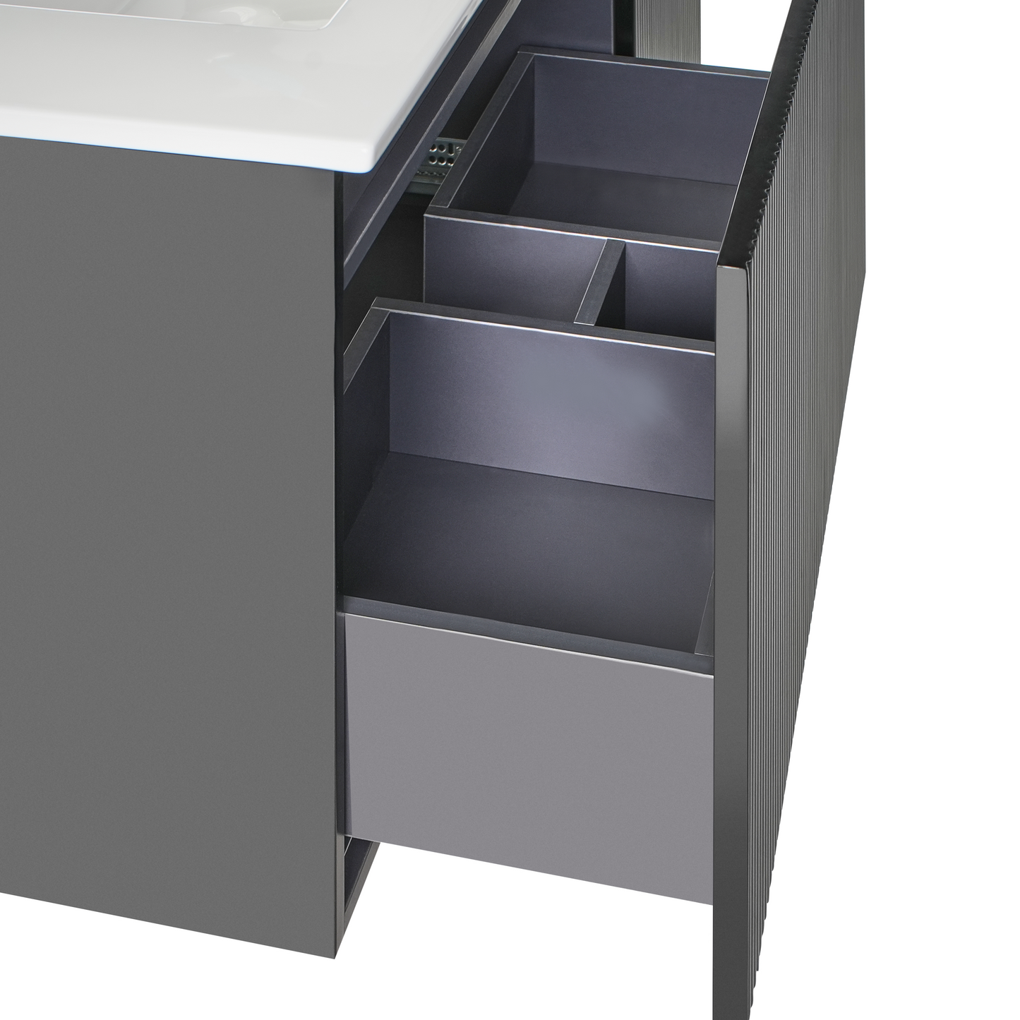 Wall Mounted Vanity Unit With Basin 120cm Black Fluted Front
