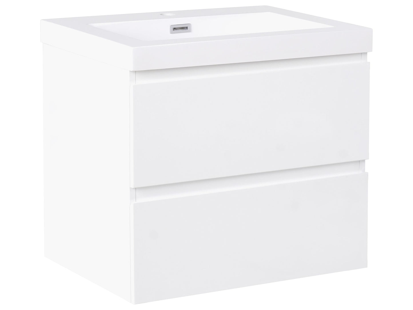 Nova Wall Mounted Vanity Unit With Basin White MDF Wood 2 Drawers 60x46 cm Modern