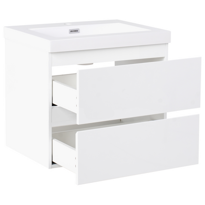 Nova Wall Mounted Vanity Unit With Basin White MDF Wood 2 Drawers 60x46 cm Modern