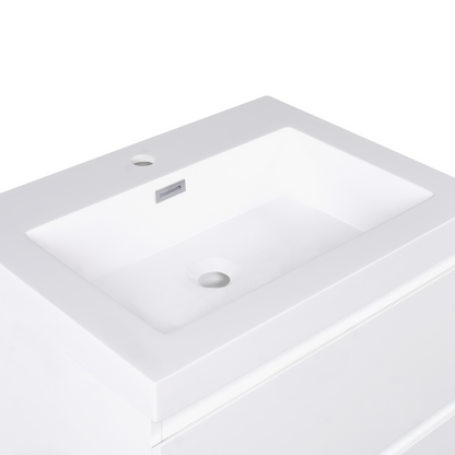 Nova Wall Mounted Vanity Unit With Basin White MDF Wood 2 Drawers 60x46 cm Modern