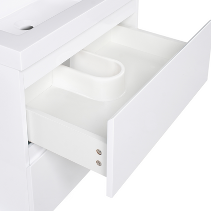 Nova Wall Mounted Vanity Unit With Basin White MDF Wood 2 Drawers 60x46 cm Modern
