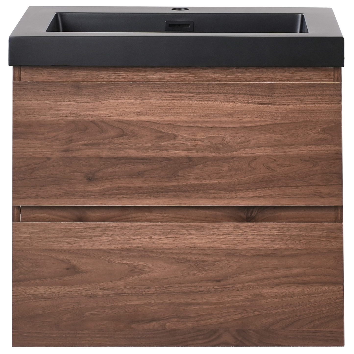 Luxo Dark Brown Wall Mounted Vanity Unit With Basin 2 Drawers 60x46