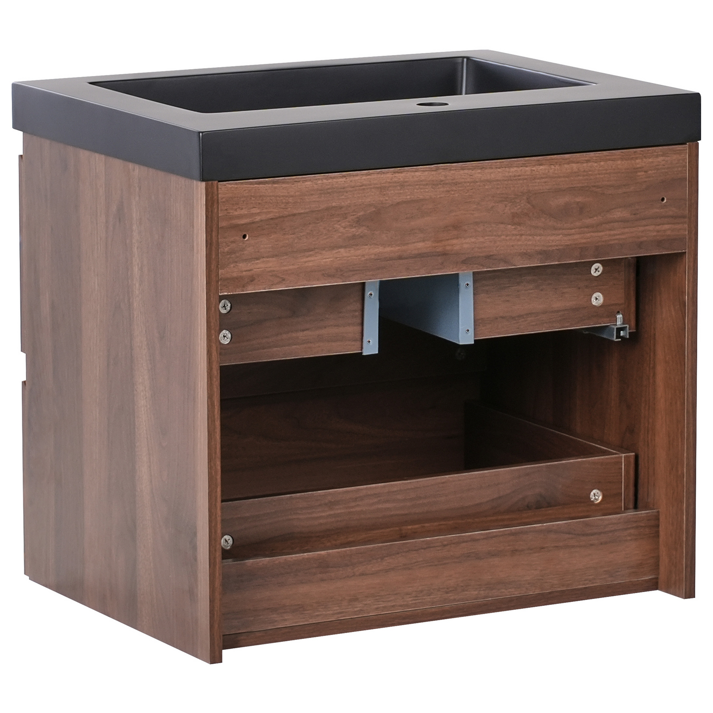 Luxo Dark Brown Wall Mounted Vanity Unit With Basin 2 Drawers 60x46