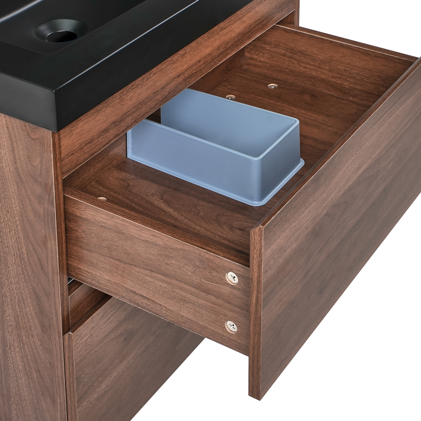Luxo Dark Brown Wall Mounted Vanity Unit With Basin 2 Drawers 60x46