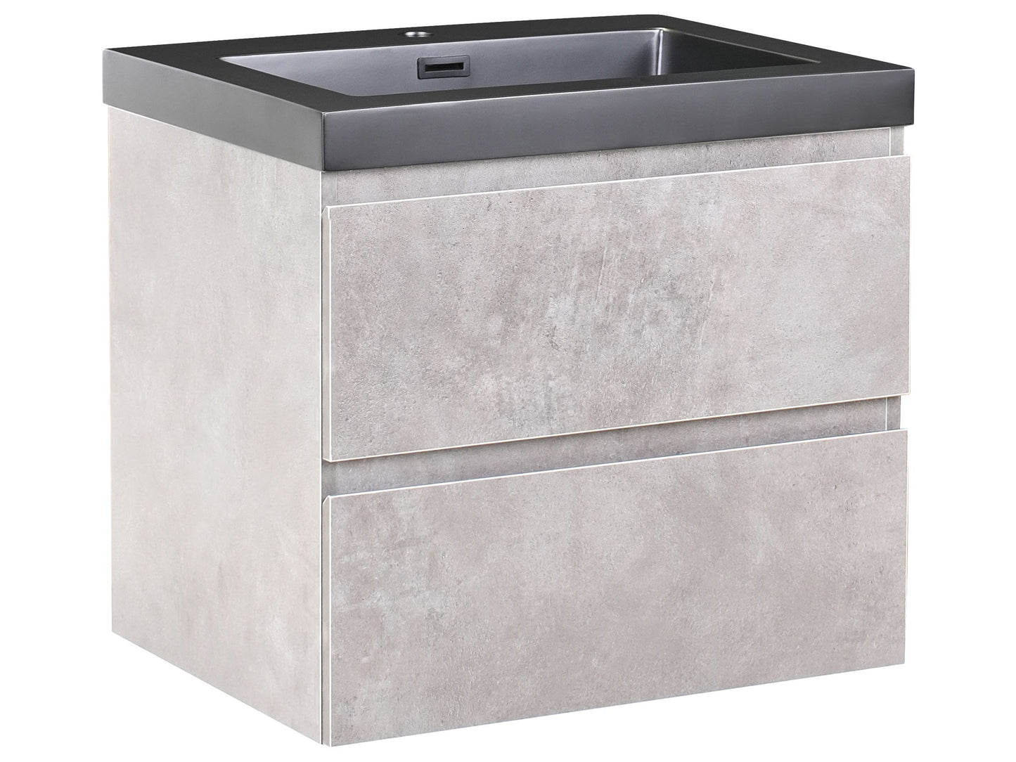 Brand Grey Wall Mounted Vanity Unit With Basin 60 X 46 Cm 2 Drawers Modern MDF Matte
