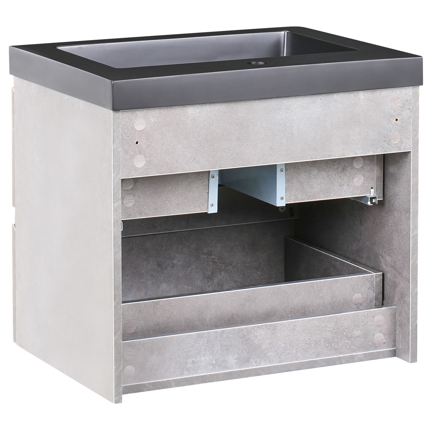 Brand Grey Wall Mounted Vanity Unit With Basin 60 X 46 Cm 2 Drawers Modern MDF Matte