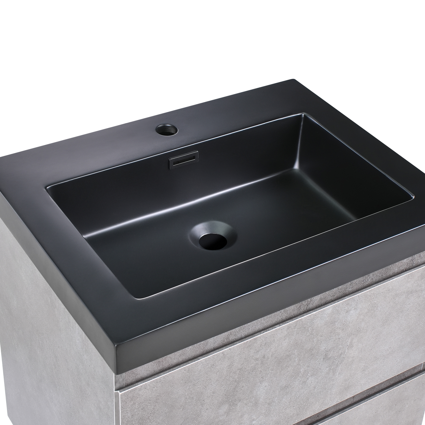 Brand Grey Wall Mounted Vanity Unit With Basin 60 X 46 Cm 2 Drawers Modern MDF Matte