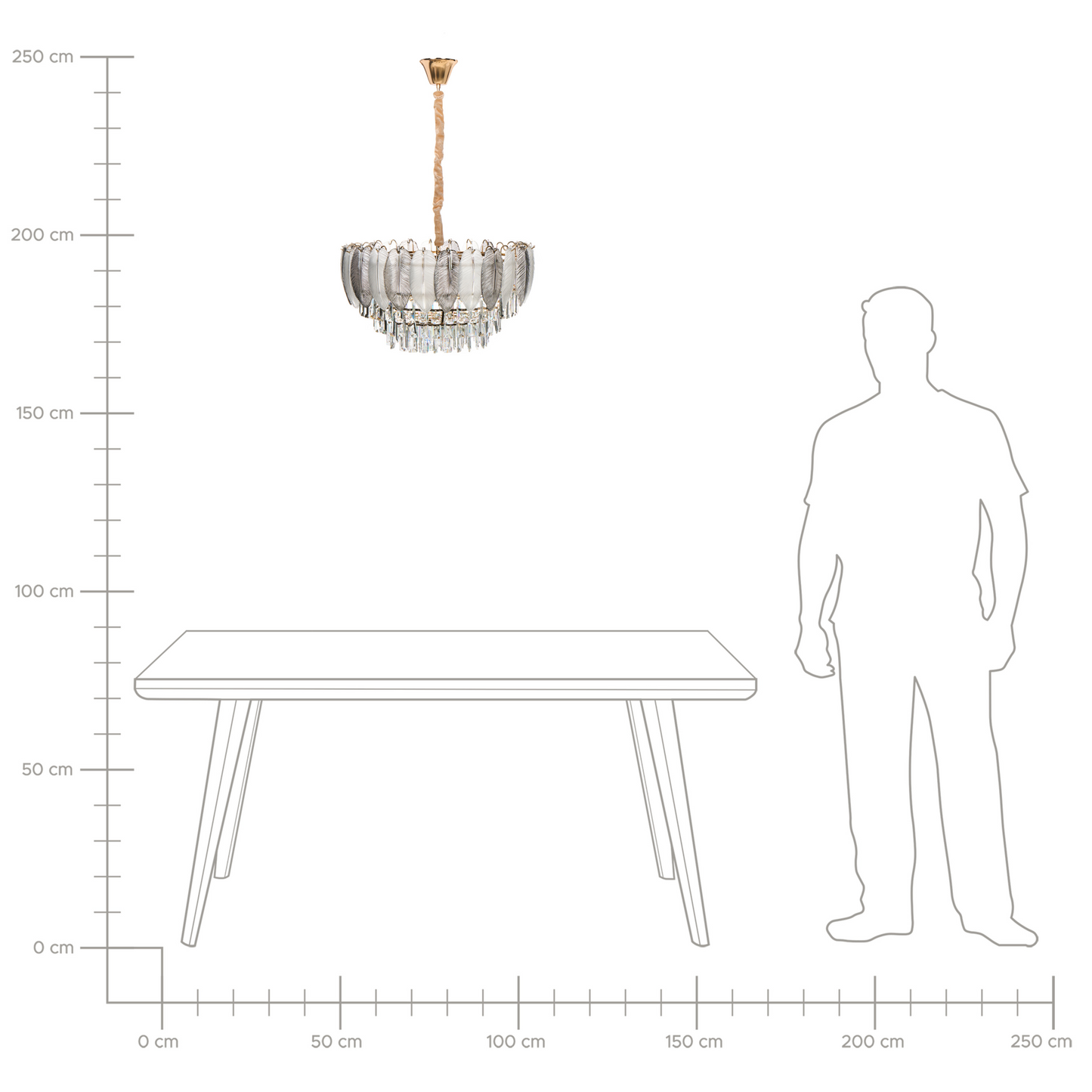Luxe Brass Crystal Chandelier 50cm Pendant Lamp With Smoky And Frosted Glass Drops For Glamour Style