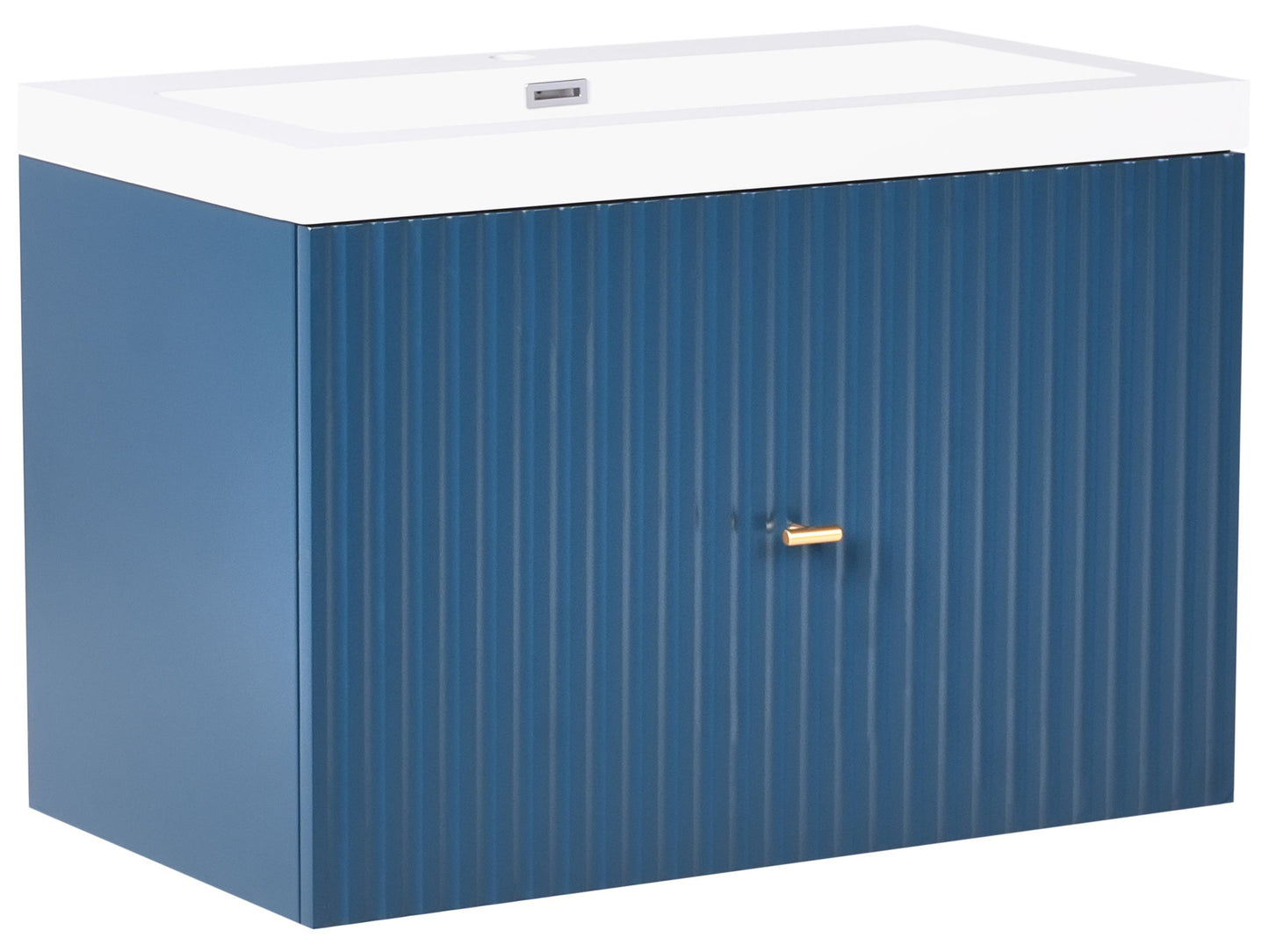 HomeHaven Two Drawer Wall Mounted Vanity Cabinet Dark Blue 80x46 cm