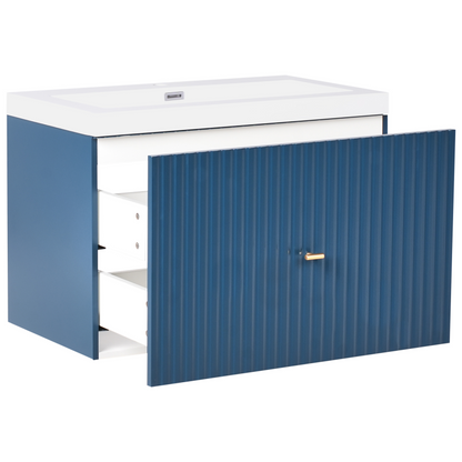 HomeHaven Two Drawer Wall Mounted Vanity Cabinet Dark Blue 80x46 cm