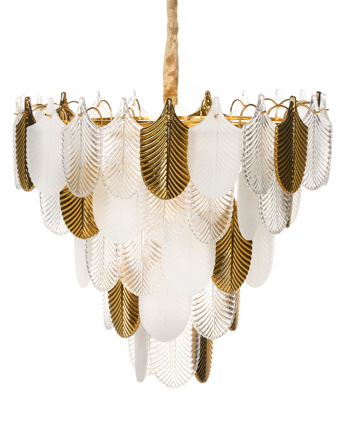 Chandelier Brass Metal Glass Crystals Pendant Lamp 46cm Glamour Style Premium
