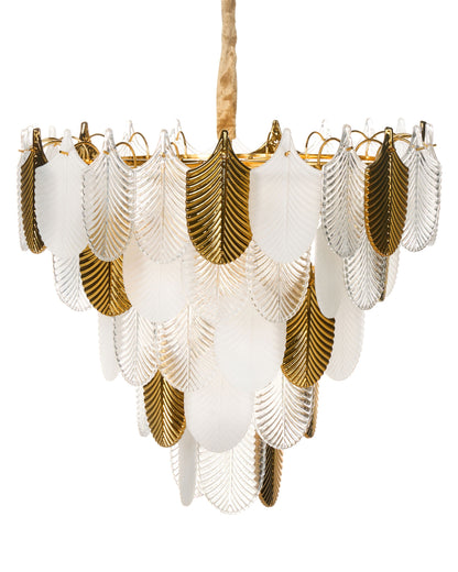 Chandelier Brass Metal Glass Crystals Pendant Lamp 46cm Glamour Style Premium