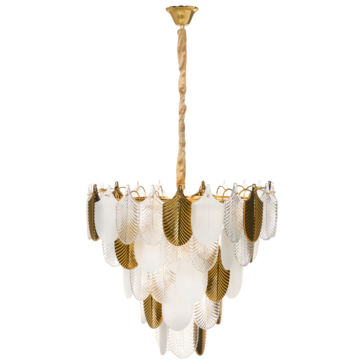 Chandelier Brass Metal Glass Crystals Pendant Lamp 46cm Glamour Style Premium