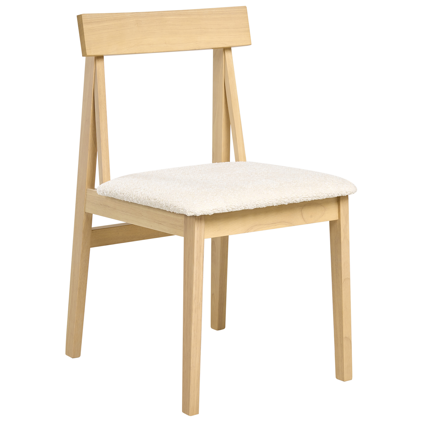 Dining Chairs Set Of 2 Light Brown Rubberwood Boucle Armless