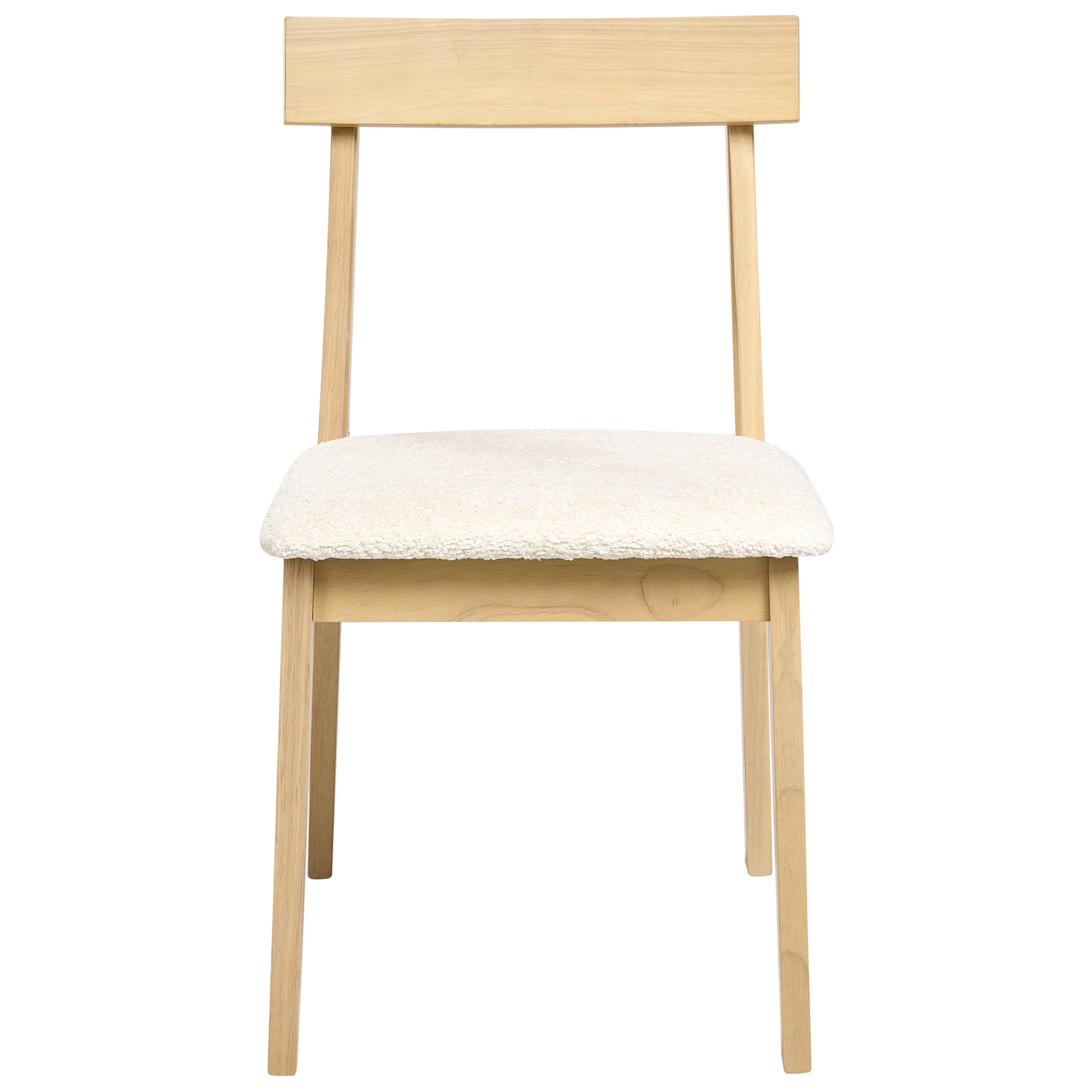 Dining Chairs Set Of 2 Light Brown Rubberwood Boucle Armless