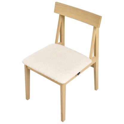 Dining Chairs Set Of 2 Light Brown Rubberwood Boucle Armless