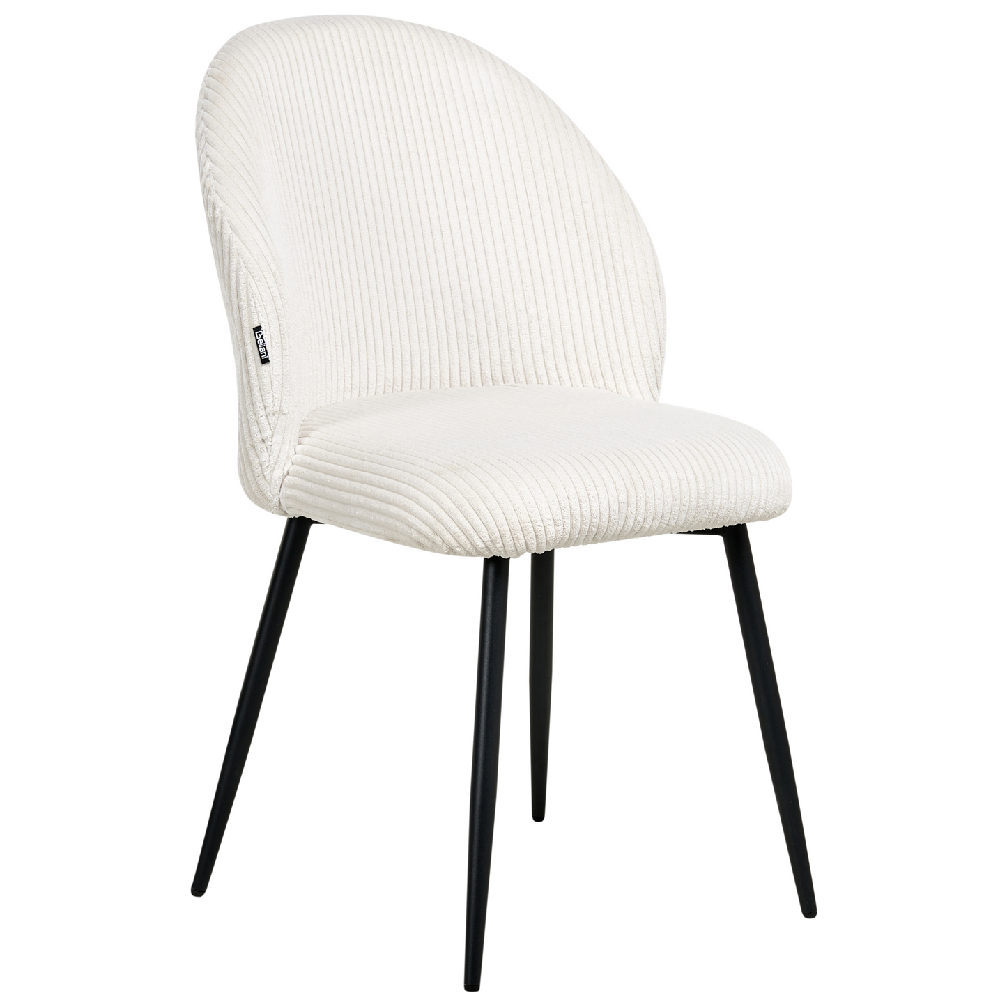 Off-White Corduroy Dining Chairs Set Of 2 Padded Metal Legs