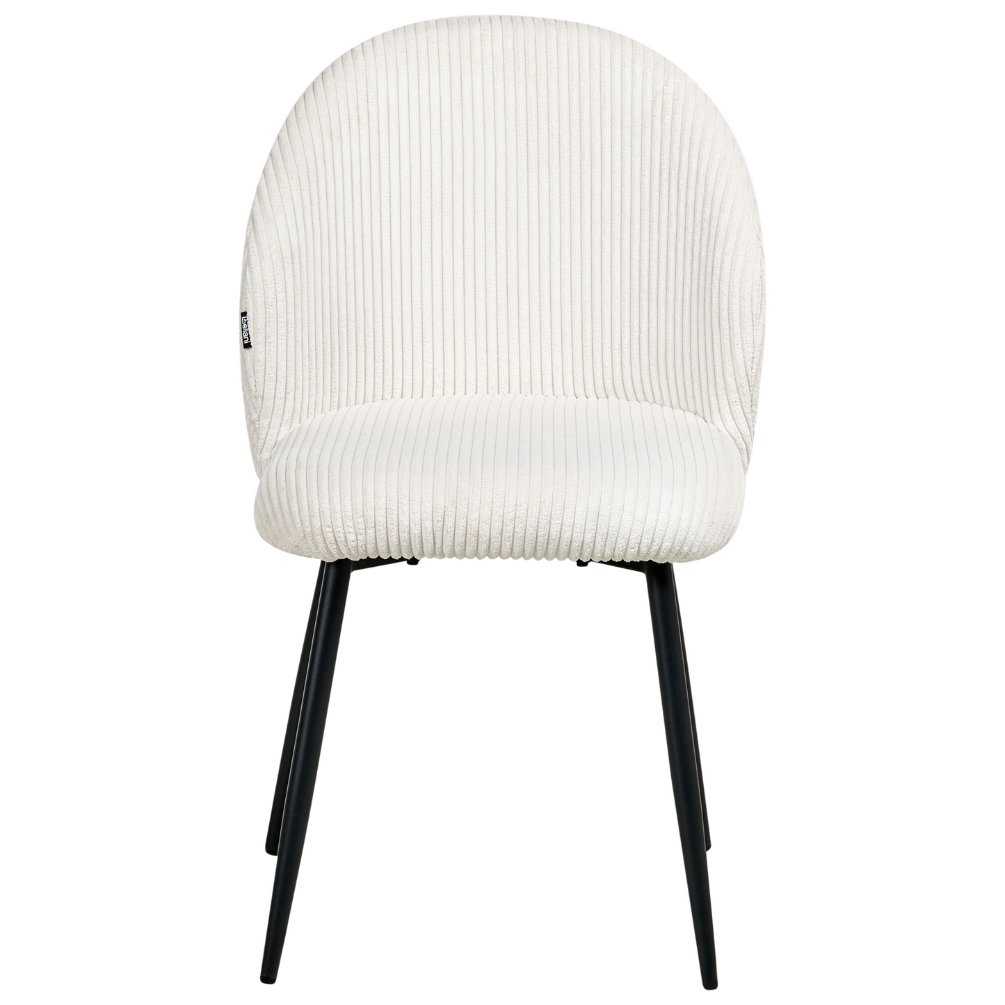 Off-White Corduroy Dining Chairs Set Of 2 Padded Metal Legs